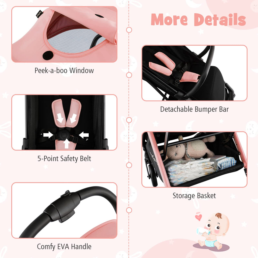 Lightweight Compact Baby Stroller with Canopy and Storage Basket N747529