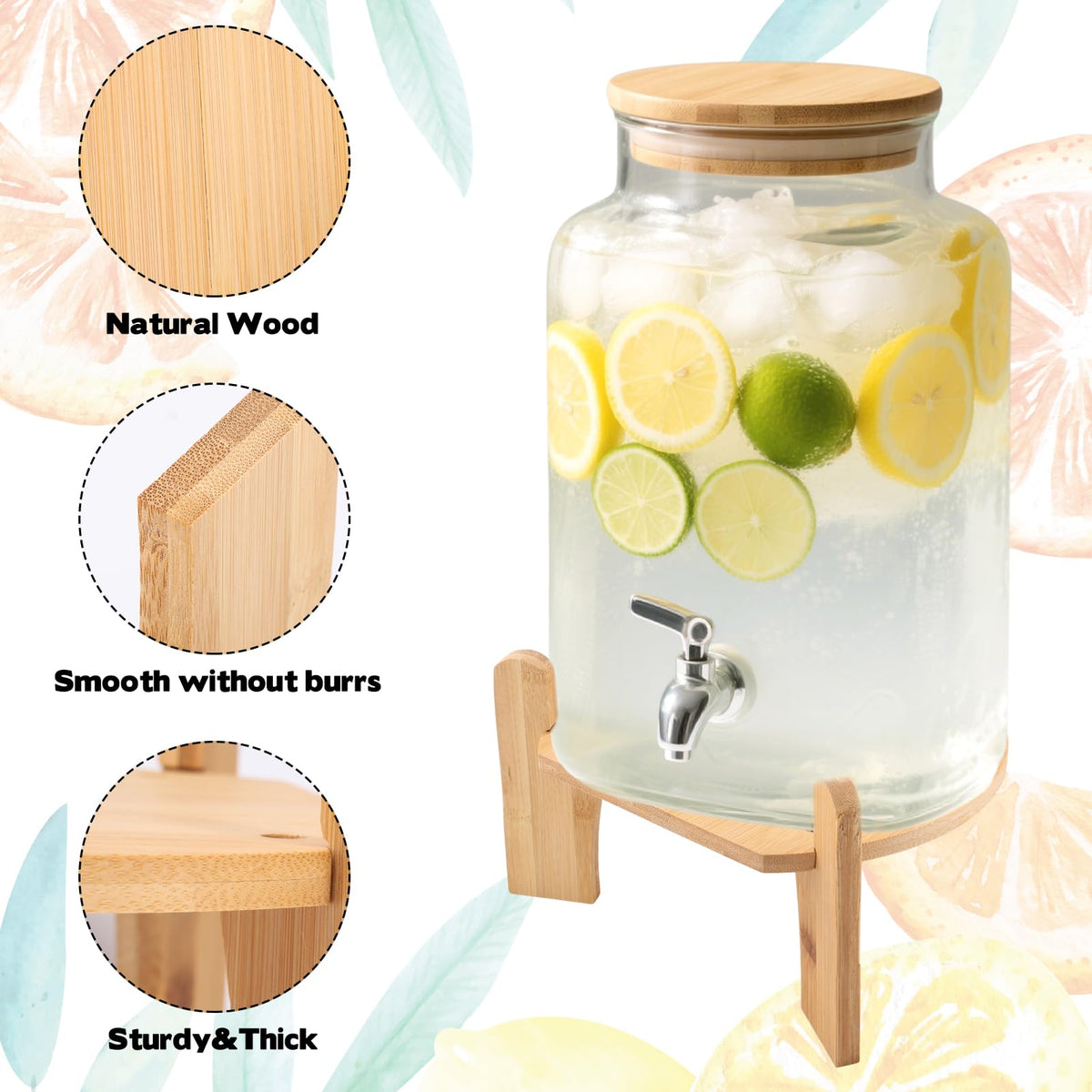 Wooden Drink Dispenser Stand and Water Jug Holder P915