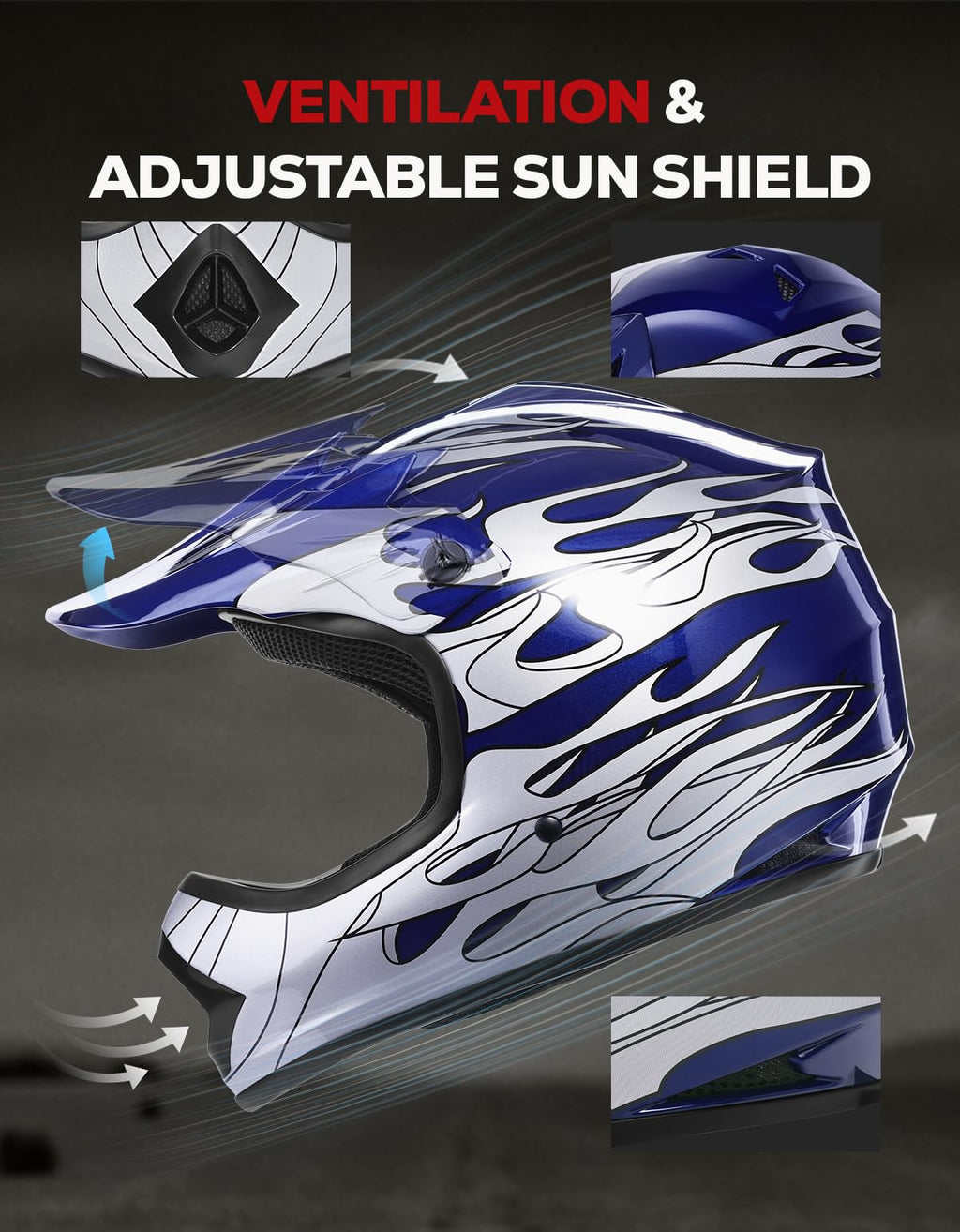 Youth DOT Approved Full Face Motocross Helmet Z6095