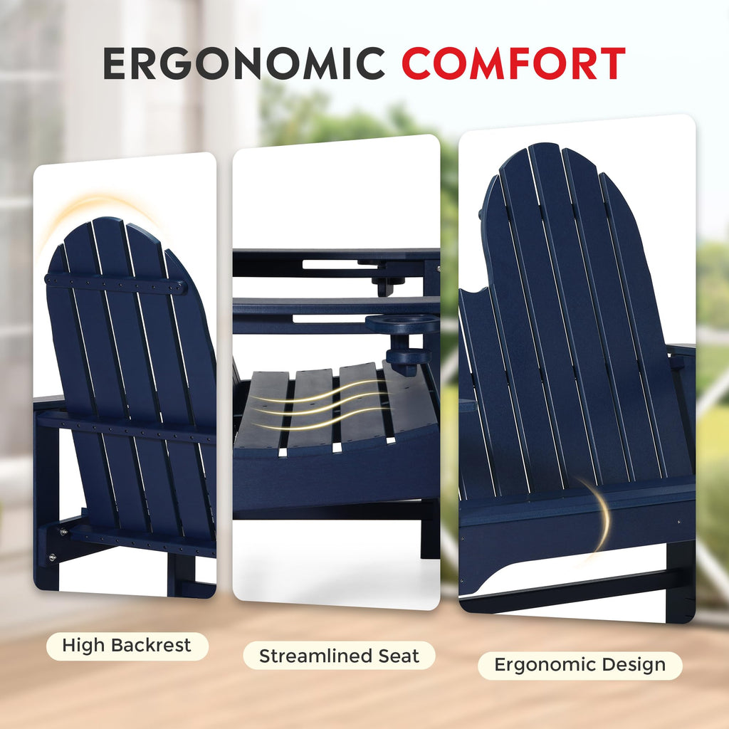 Navy Blue HDPE Adirondack Bench C21409