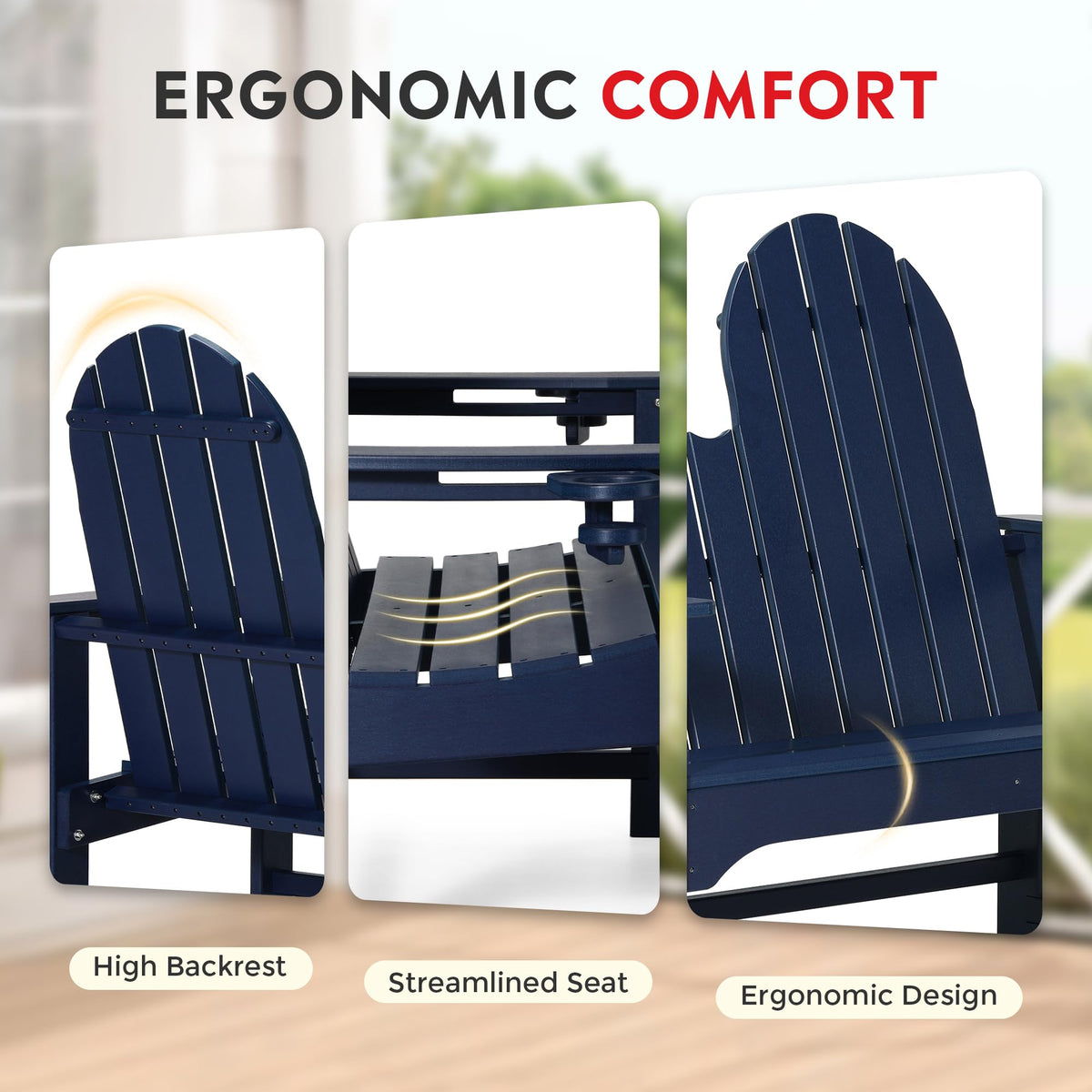 Navy Blue HDPE Adirondack Bench C21409