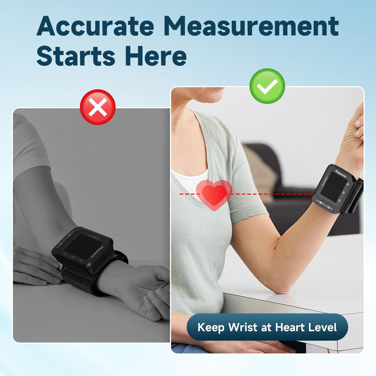 Wrist Blood Pressure Monitor, Backlit LCD, 5.3-8.5 in Cuff, Black Q9883