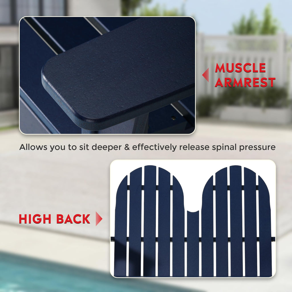Navy Blue HDPE Adirondack Bench C21409