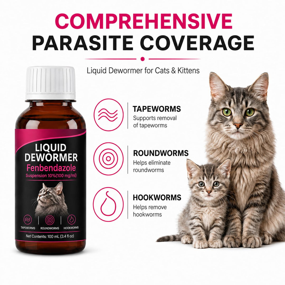 Liquid Dewormer for Cats 100 mg/mL Oral Suspension Y9905
