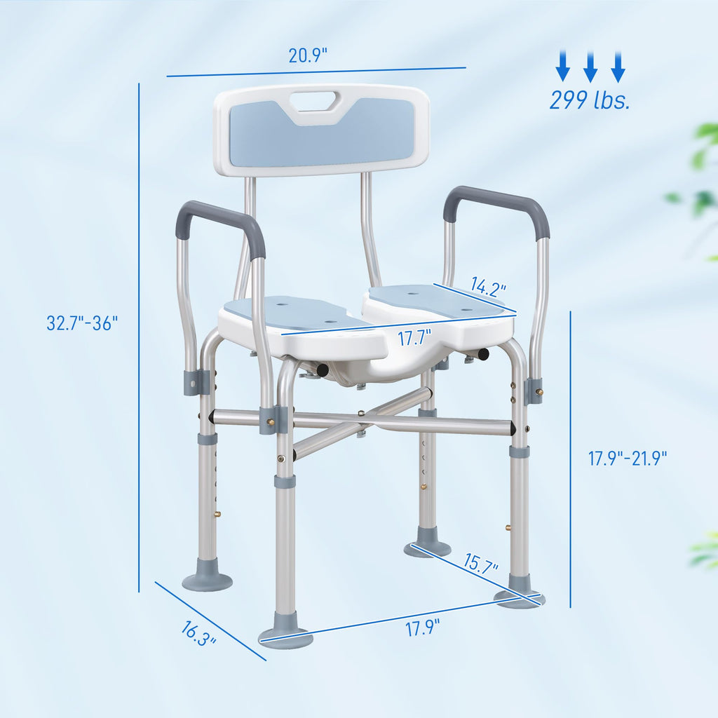 Padded Shower Chair with Arms and Back H95965