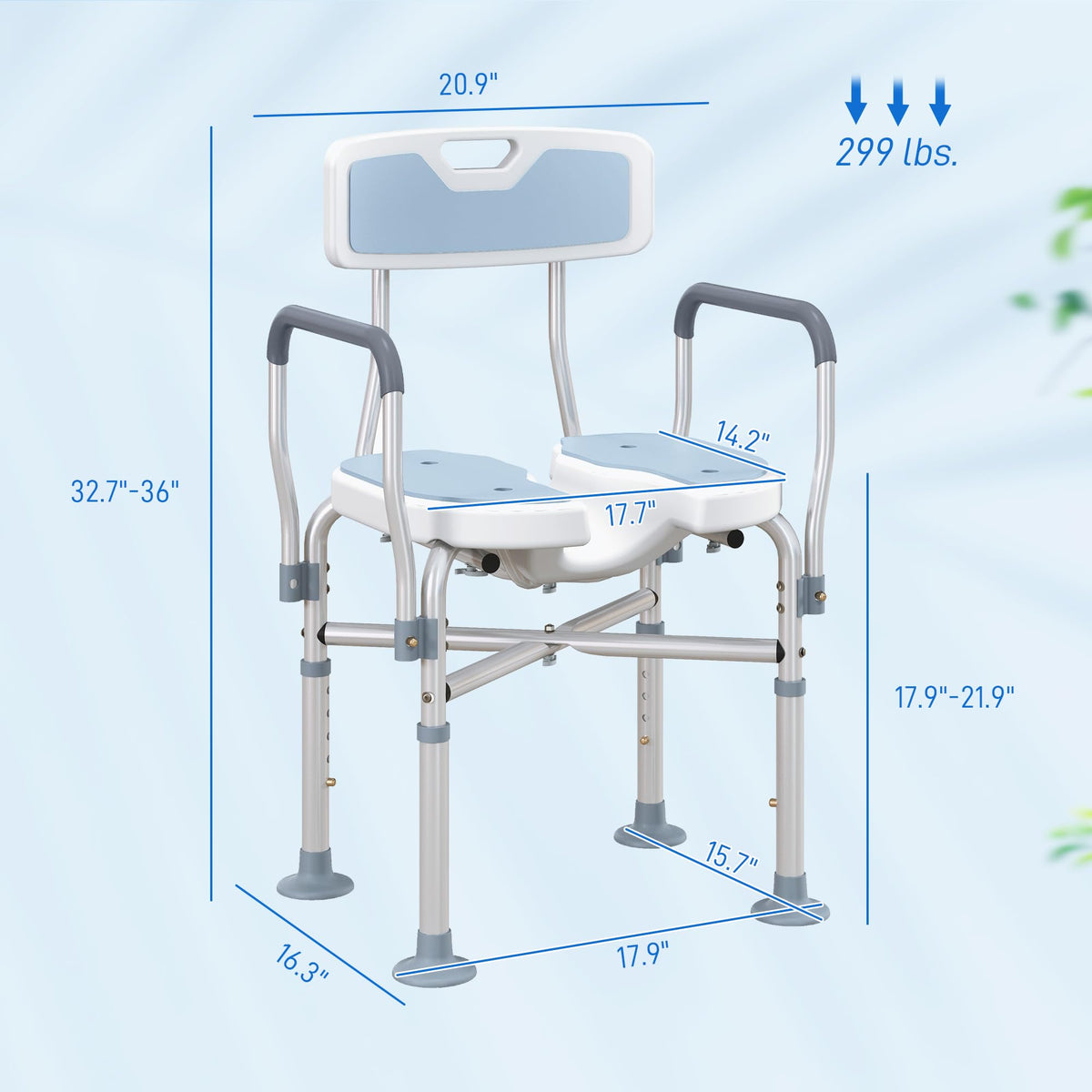 Padded Shower Chair with Arms and Back H95965