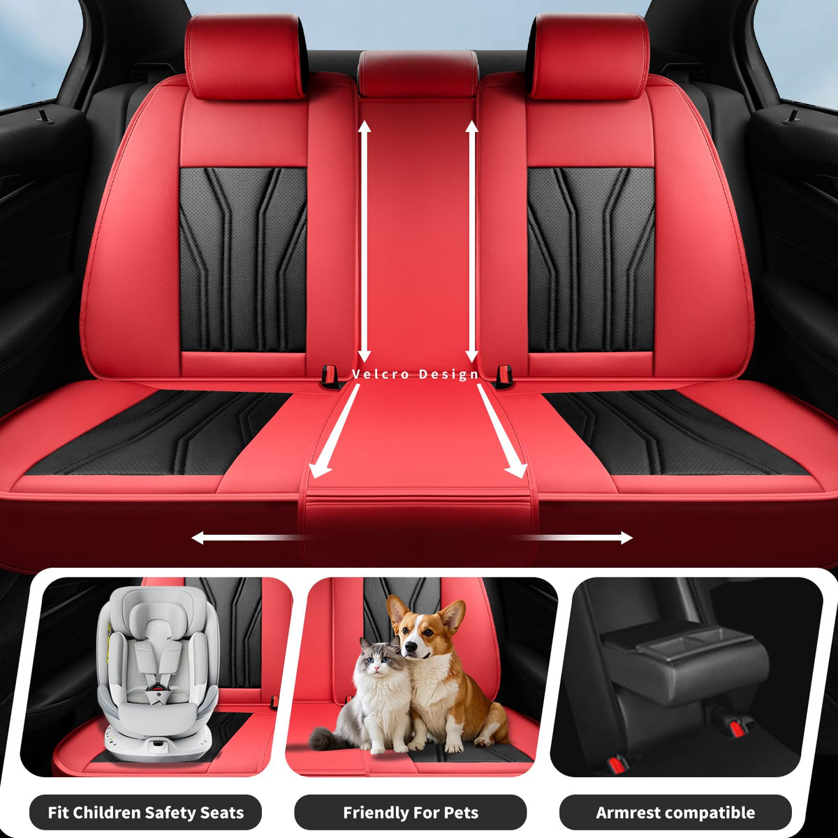 Red & Black Car Seat Covers I578