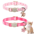 Pink Breakaway Cat Collar with Bell, Bow and Flower Pendant K191174