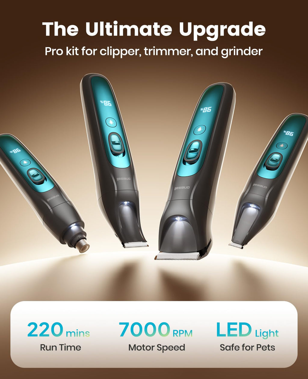 4-in-1 Dog Grooming Kit with LED Light C332
