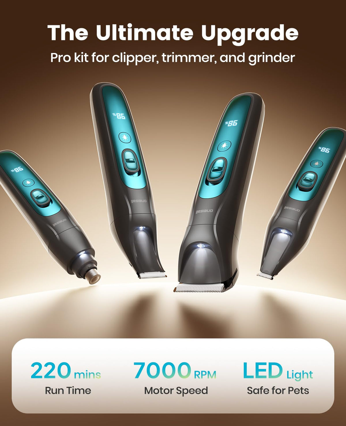 4-in-1 Dog Grooming Kit with LED Light C332
