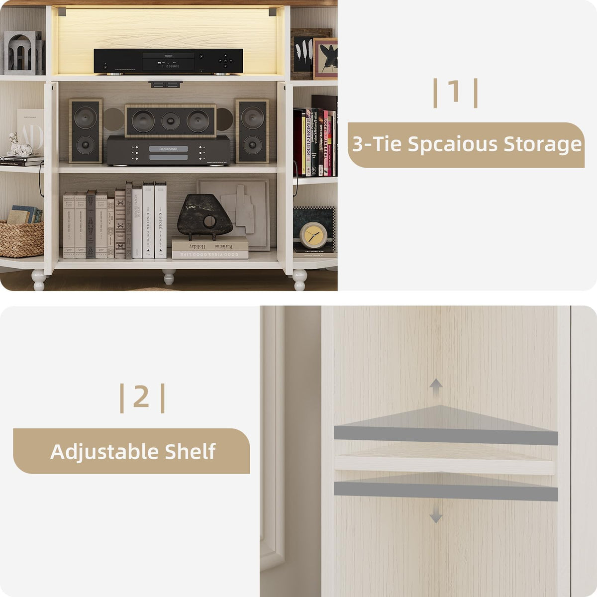 White Corner TV Stand with Storage S58050