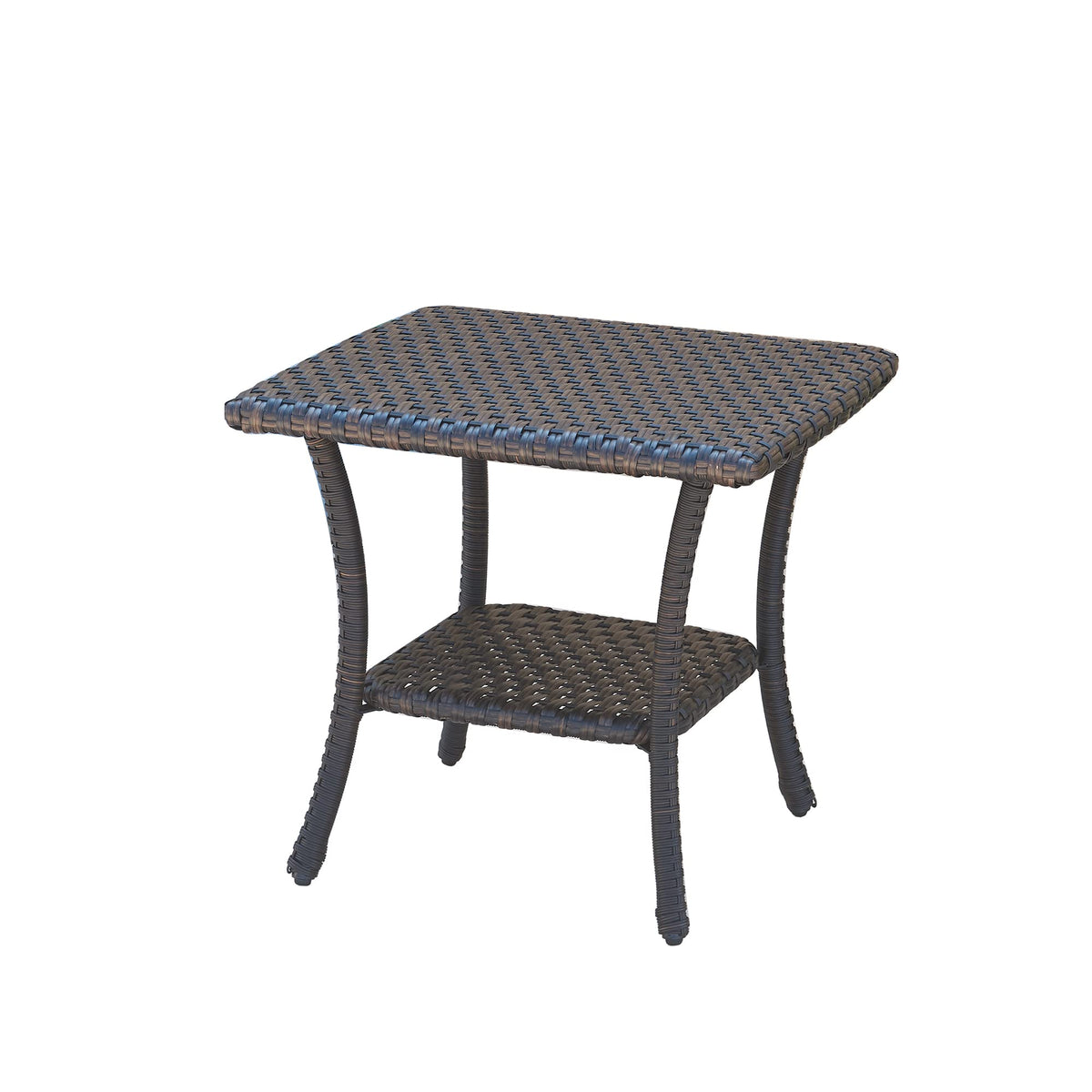 Brown Wicker Rattan 2-Tier Outdoor Coffee Table C5166