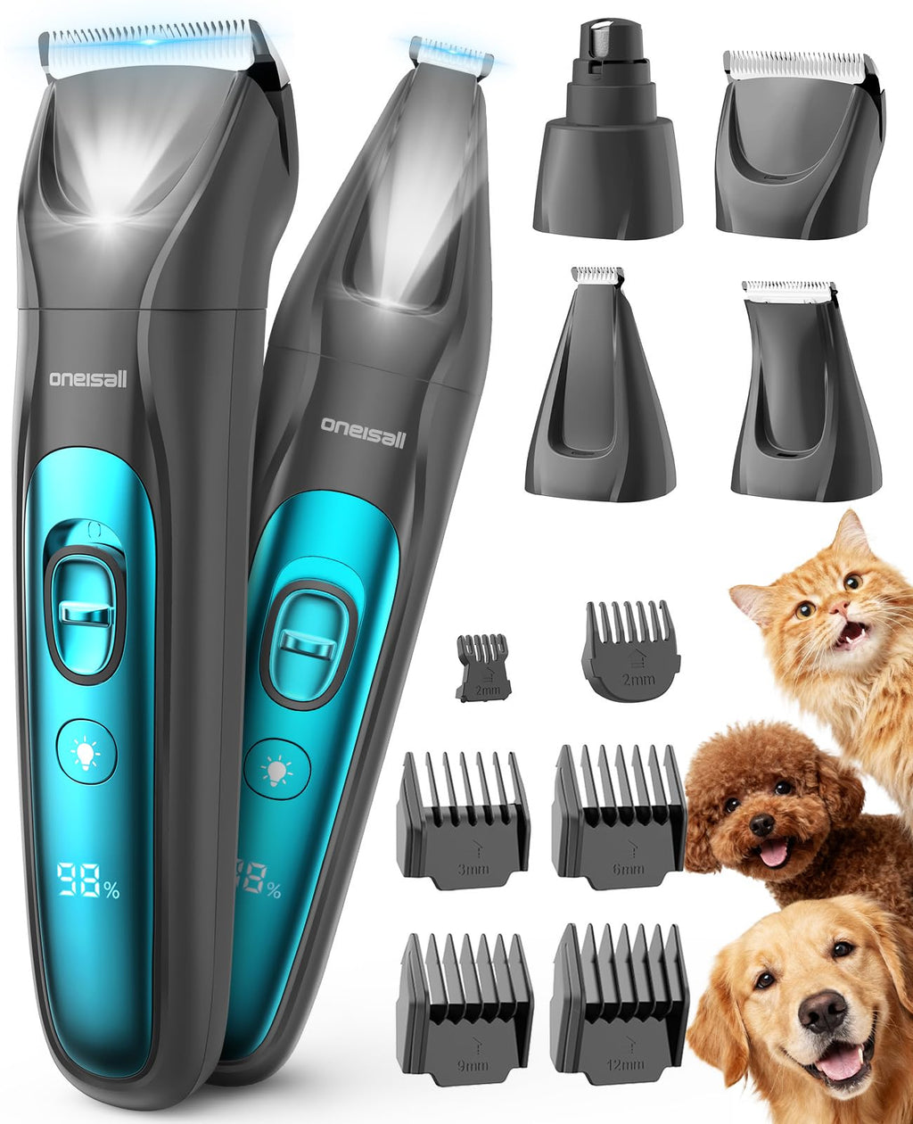 4-in-1 Dog Grooming Kit with LED Light C332