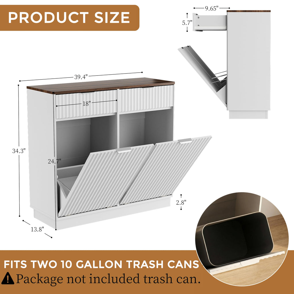 20 Gallon Tilt Out Trash Cabinet with 2 Drawers F742