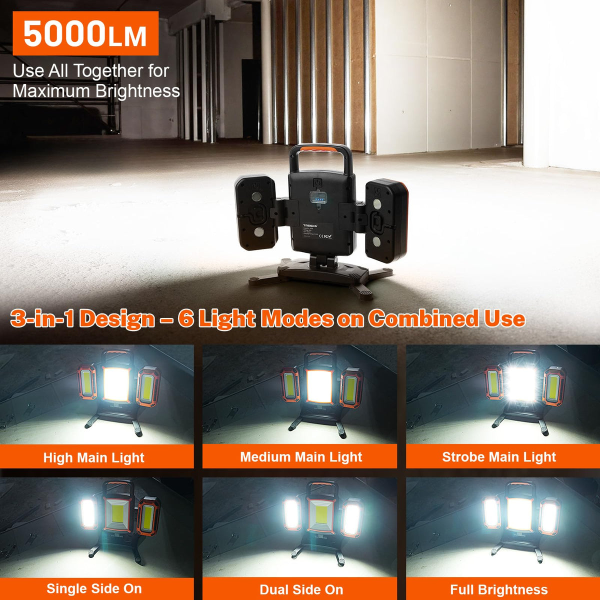 5000LM Rechargeable Magnetic Work Light X672