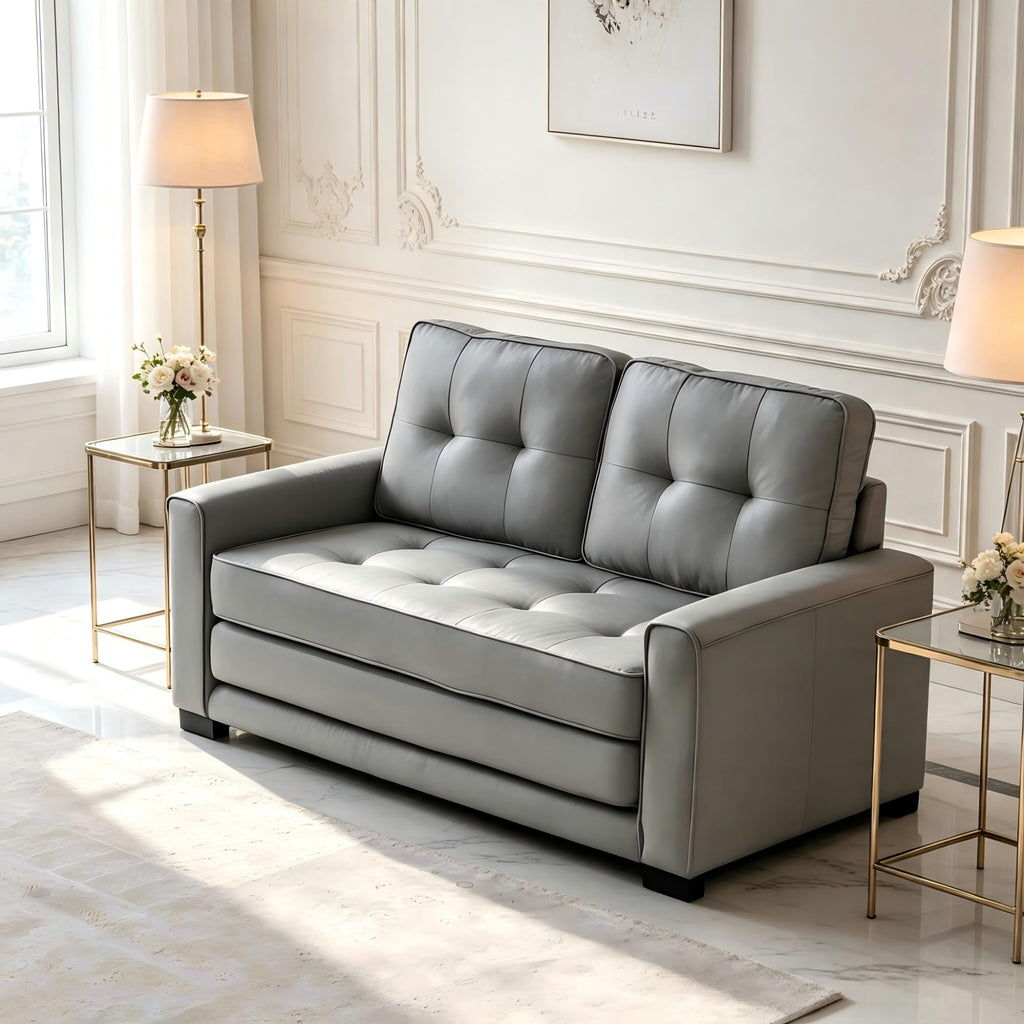 58 Inch Light Gray Upholstered Sleeper Sofa Bed U380