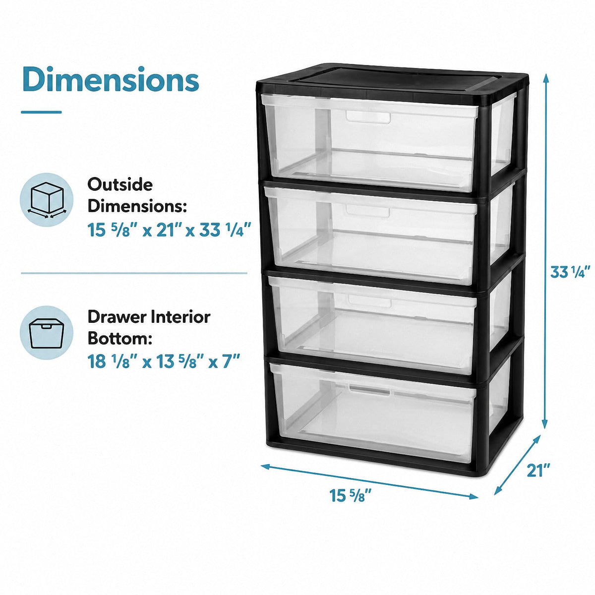 4 Drawer Plastic Storage Tower Organizer I789
