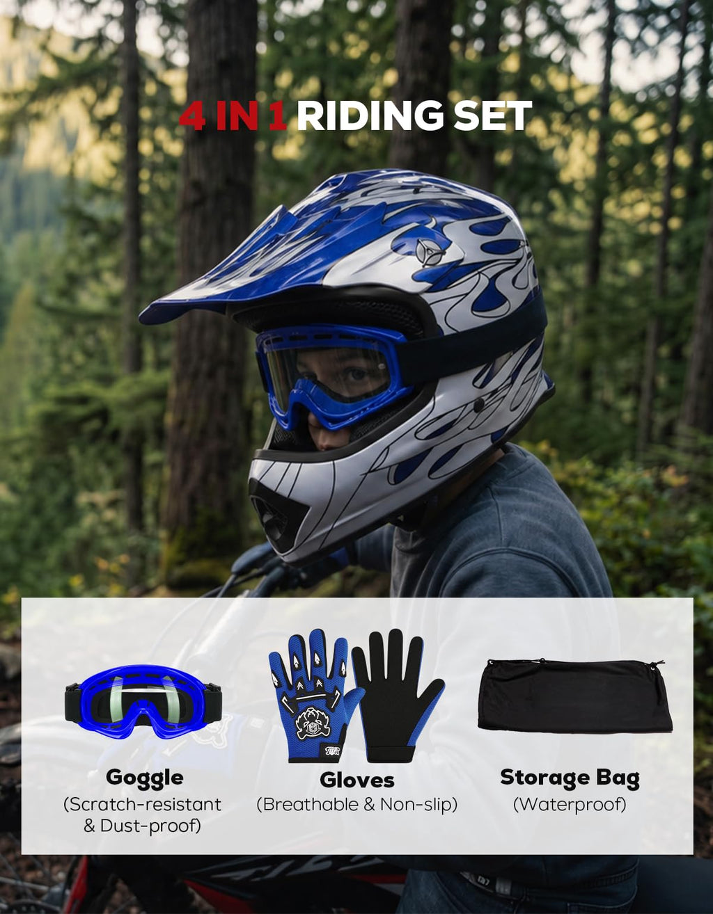 Youth DOT Approved Full Face Motocross Helmet Z6095