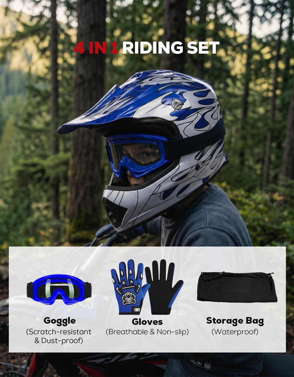 Youth DOT Approved Full Face Motocross Helmet Z6095