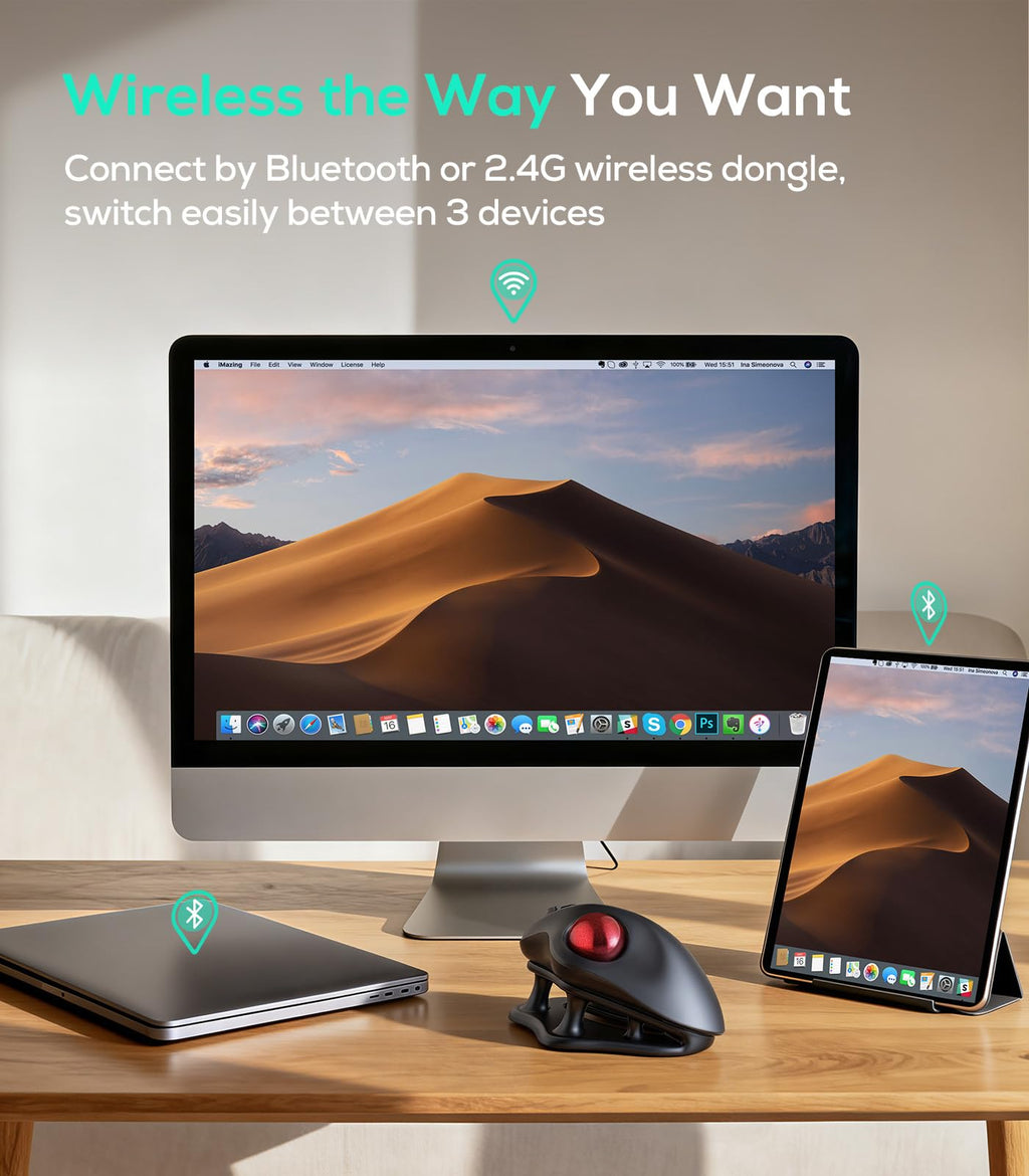 Wireless Ergonomic Trackball Mouse P1412