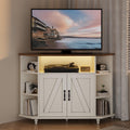 White Corner TV Stand with Storage S58050