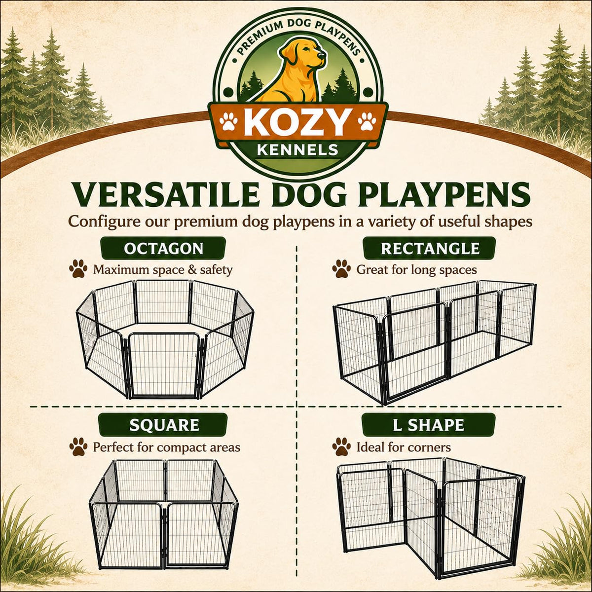 32 inch 16 Panels Heavy Duty Metal Dog Playpen with Gate N30673