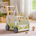 Wooden Adjustable Baby Push Walker with Anti-Slip Wheels S998