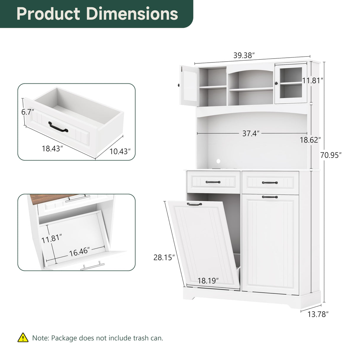 Tilt Out Trash Can Cabinet with Power Outlet B253