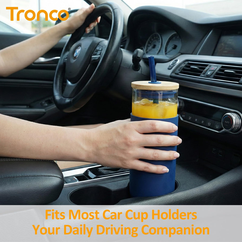 24 oz Glass Tumbler with Lids and Straw T13647