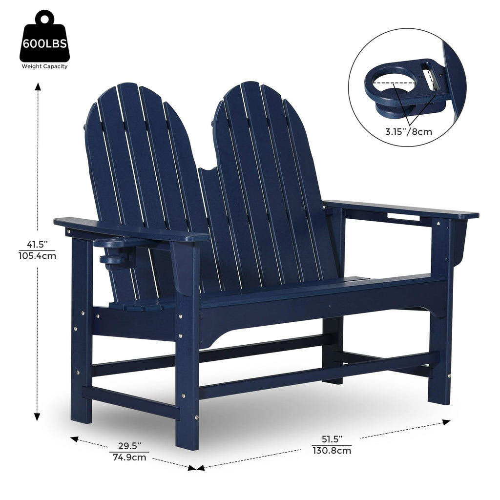 Navy Blue HDPE Adirondack Bench C21409