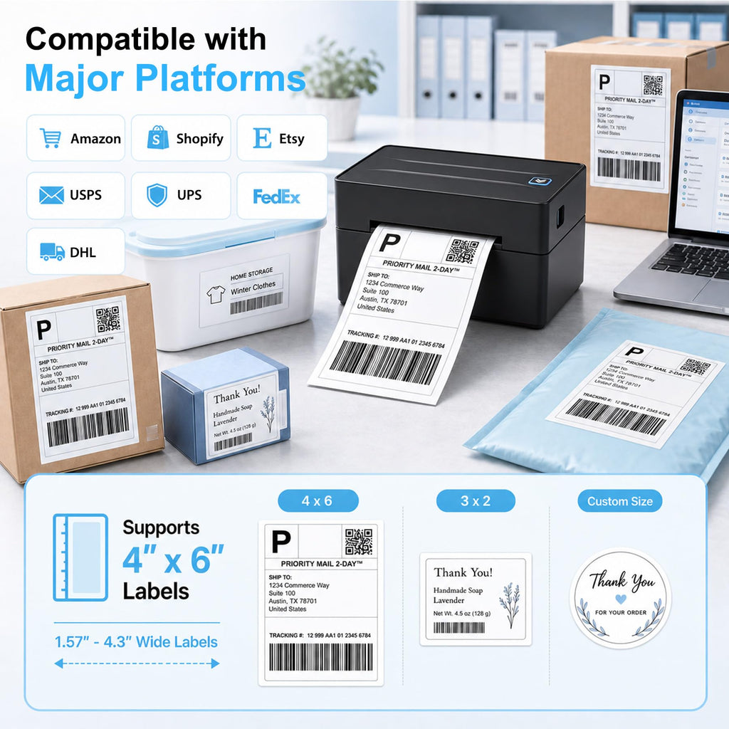 Thermal Shipping Label Printer 4x6 Bluetooth I192356