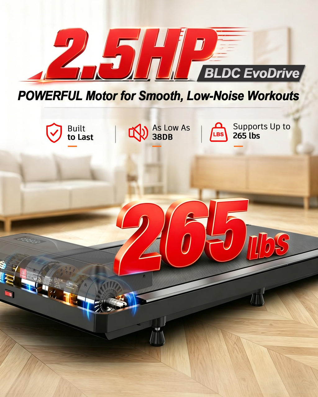 Under Desk Treadmill with 8% Incline U8229