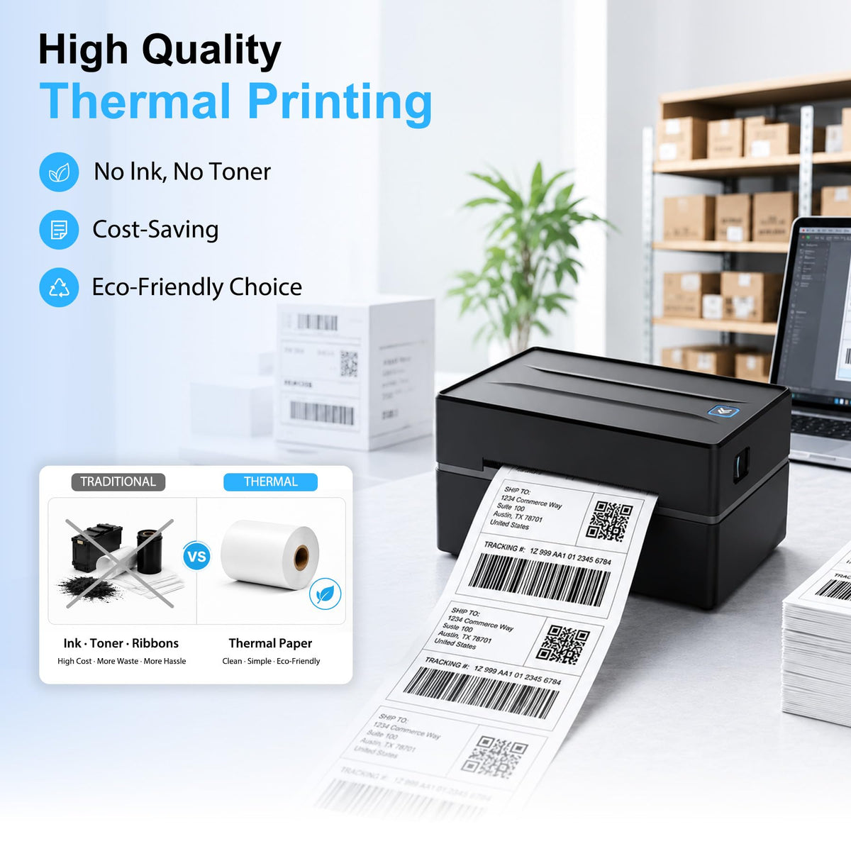 Thermal Shipping Label Printer 4x6 Bluetooth I192356