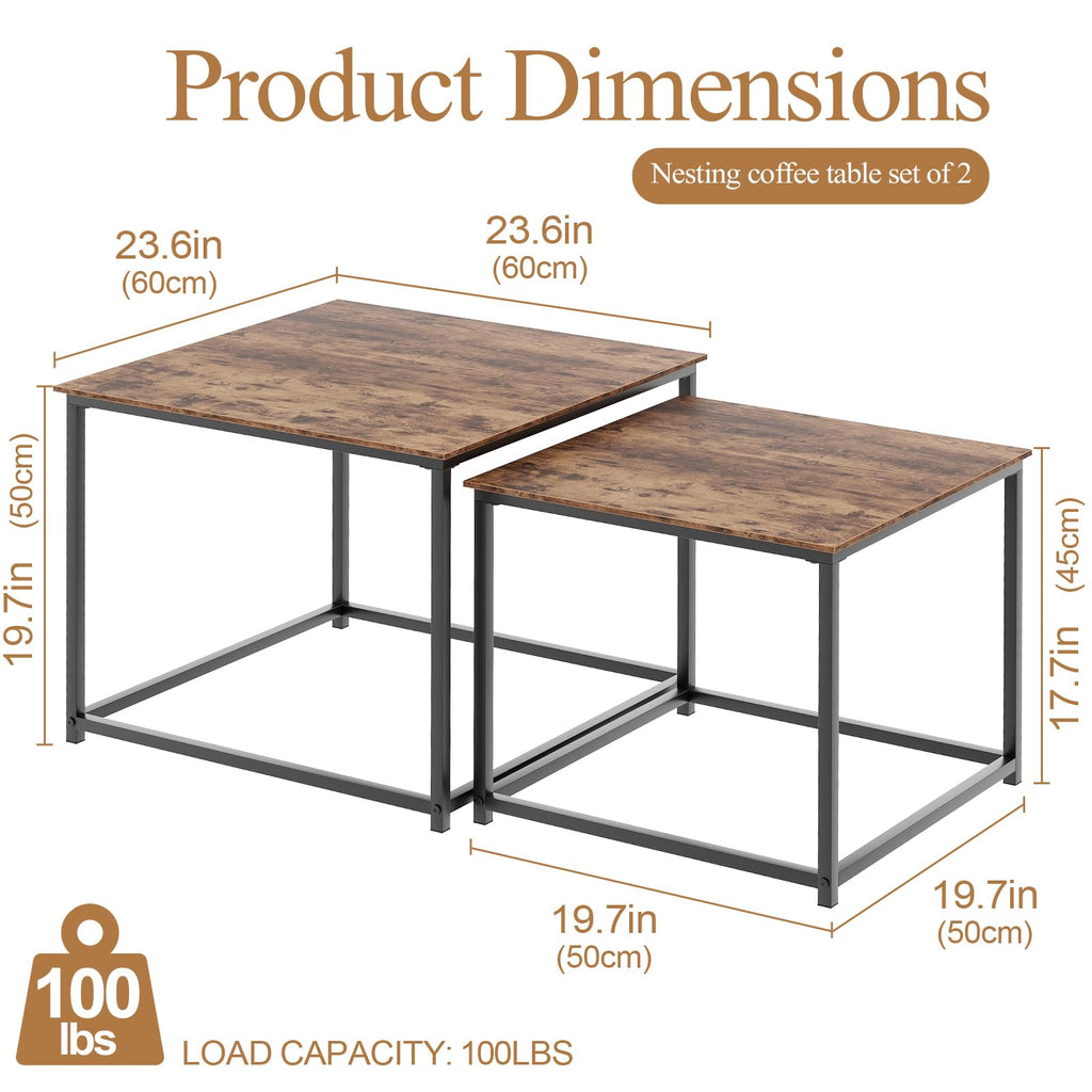 Brown Engineered Wood Nesting Coffee Table Set of 2 Y180