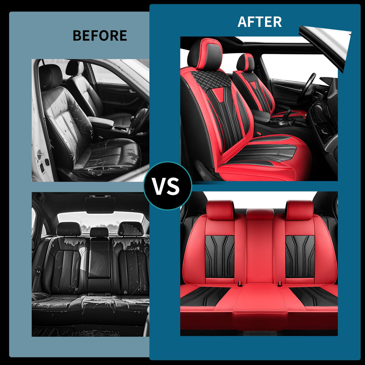Red & Black Car Seat Covers I578