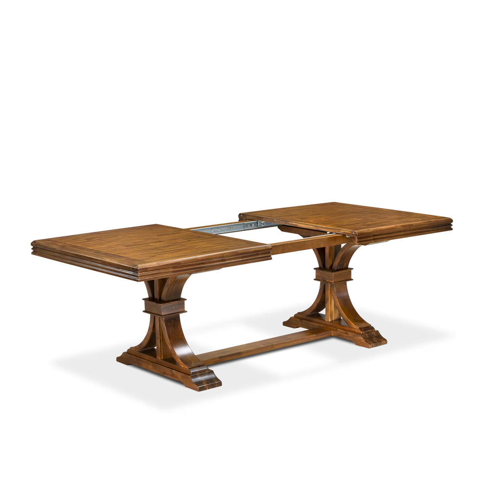 9 Piece Dining Table Set with 8 Beige Polyester Chairs C847951