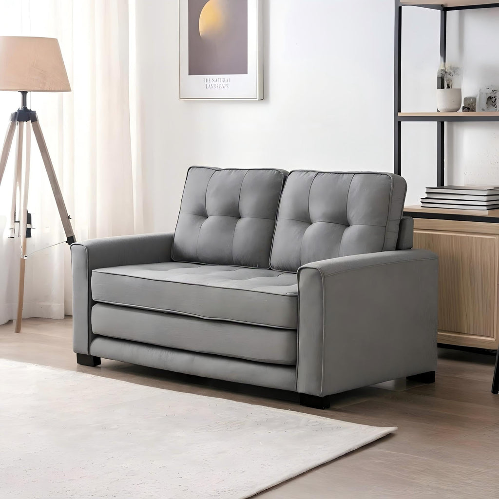 58 Inch Light Gray Upholstered Sleeper Sofa Bed U380