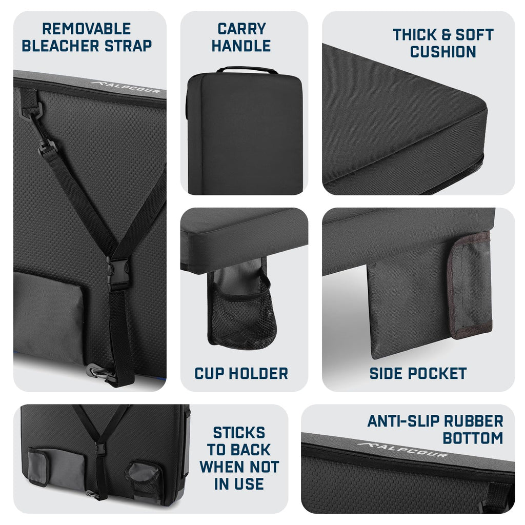Portable Extra Thick Stadium Seat Cushion with Cup Holder Q2978