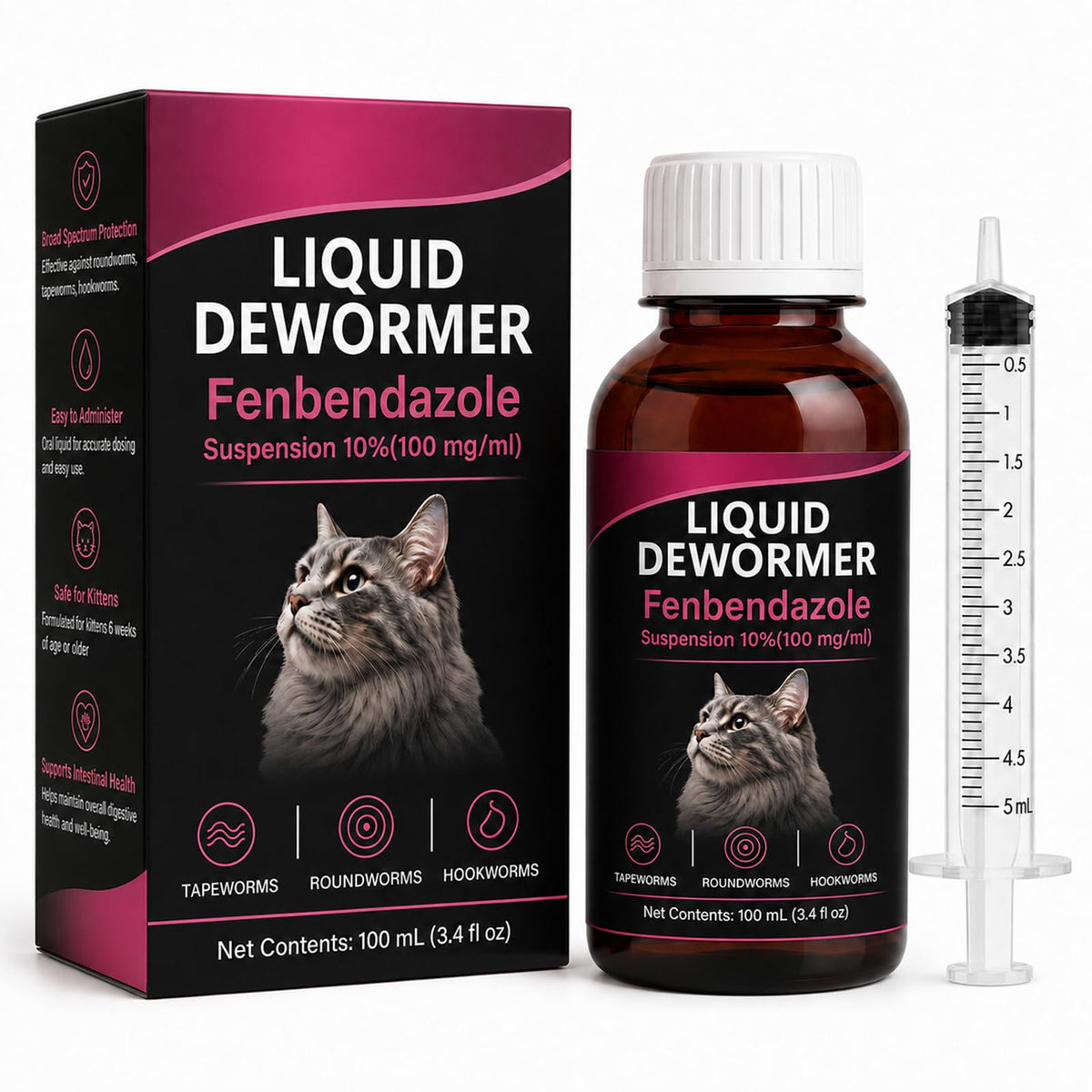 Liquid Dewormer for Cats 100 mg/mL Oral Suspension Y9905