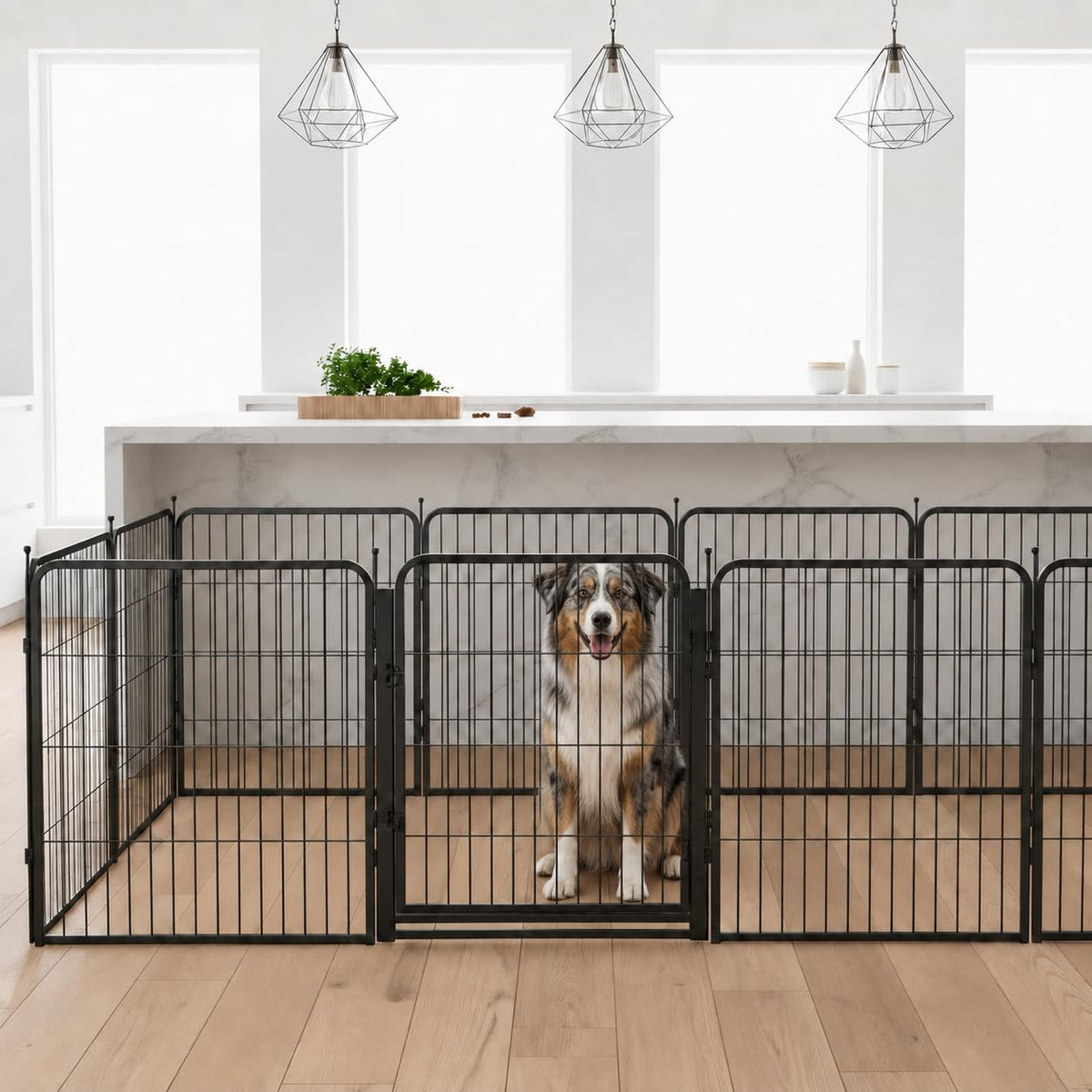 32 inch 16 Panels Heavy Duty Metal Dog Playpen with Gate N30673