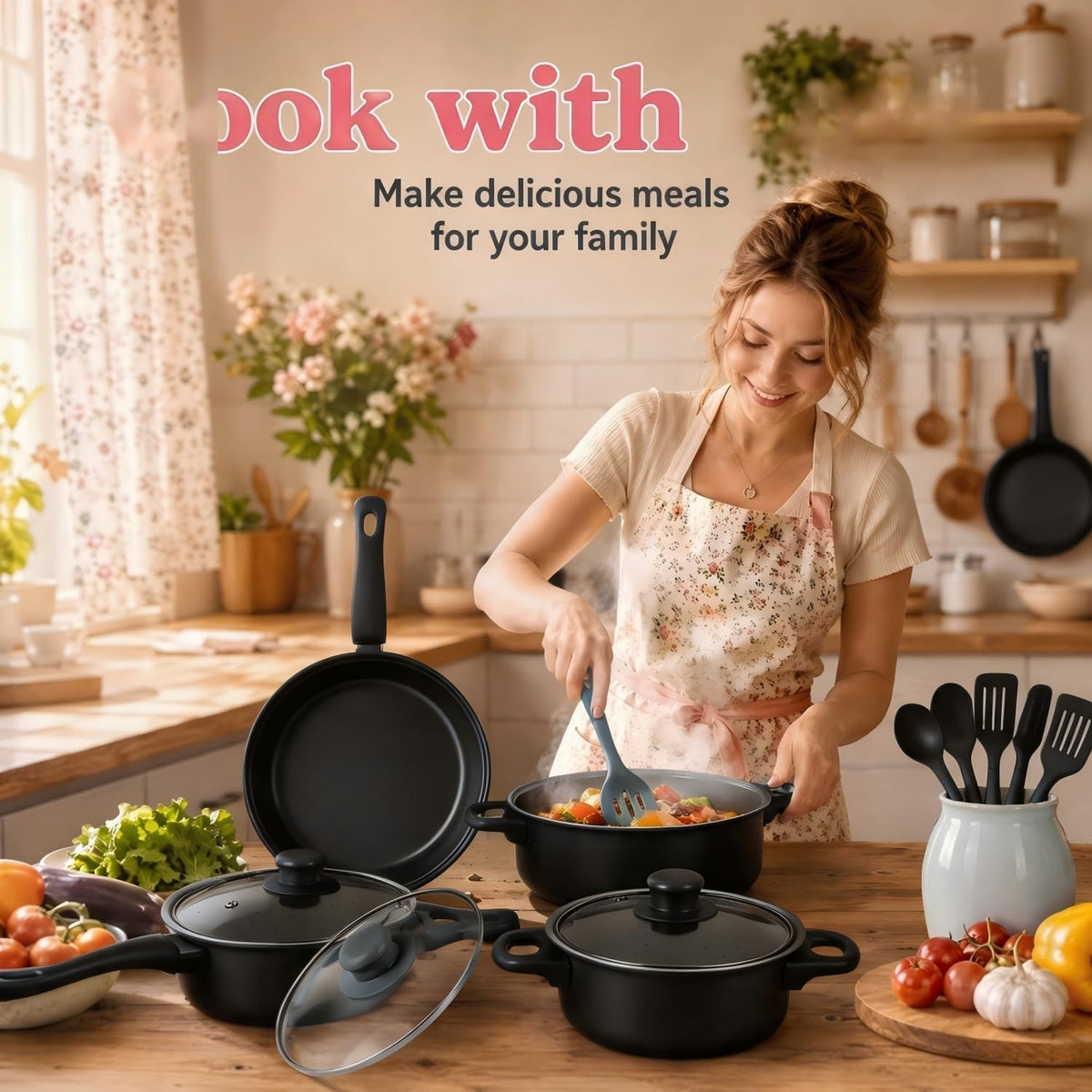 12 Piece Non Stick Maifan Stone Cookware Set Z70109