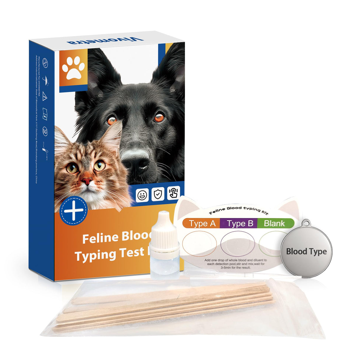 Cat Blood Typing Test Kit with Stainless Steel ID Tag I3181