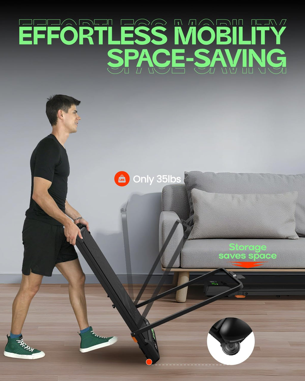Folding Walking Pad with Incline, 2 in 1 Portable Under Desk Treadmill G150