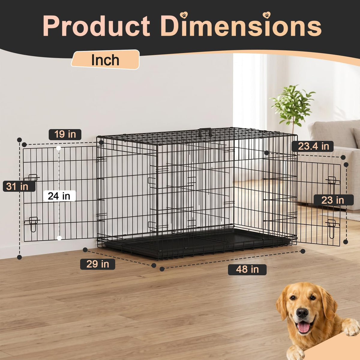 48" Double Door Crate Kennel with Divider C664064