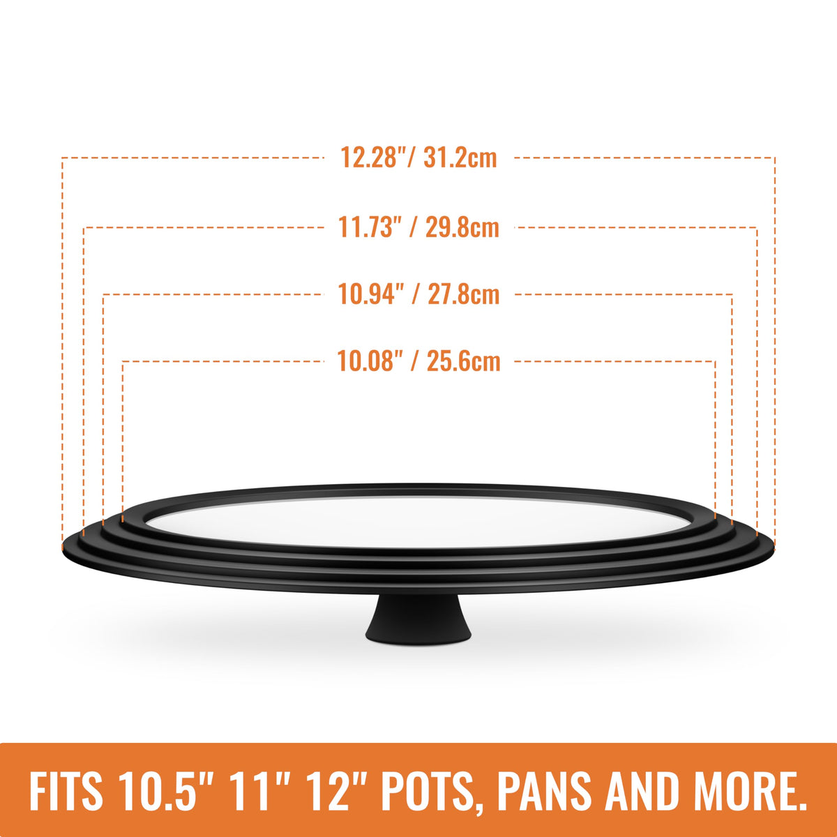 Tempered Glass Pot Lid with Silicone Rim, 10.5", 11" and 12" E76796