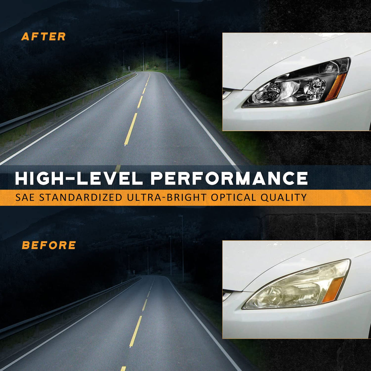 Black Headlight Assembly Left+Right I2247