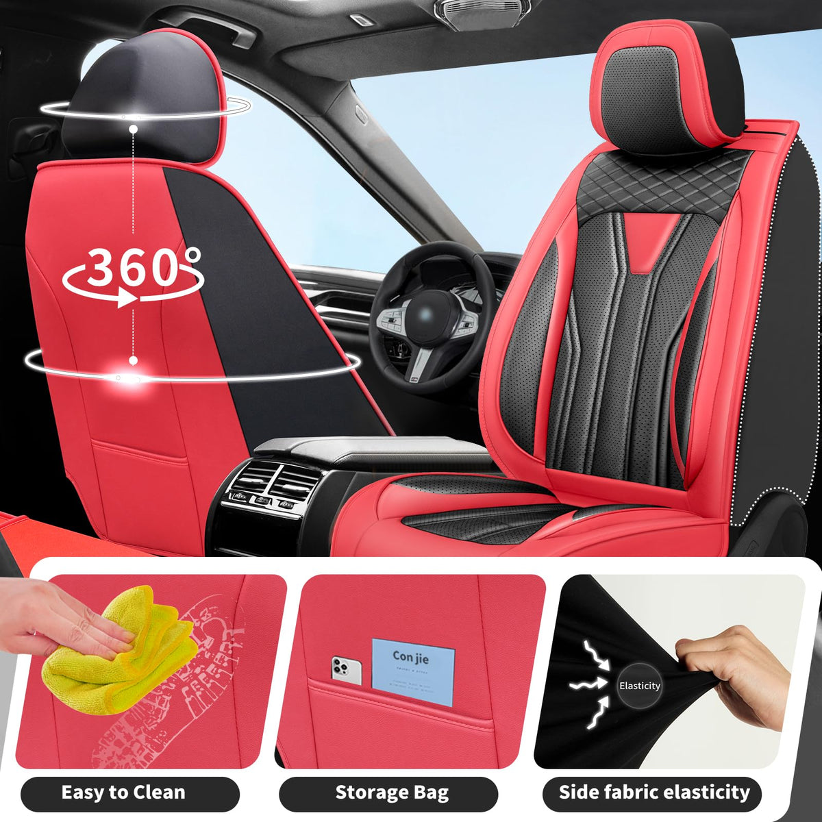 Red & Black Car Seat Covers I578