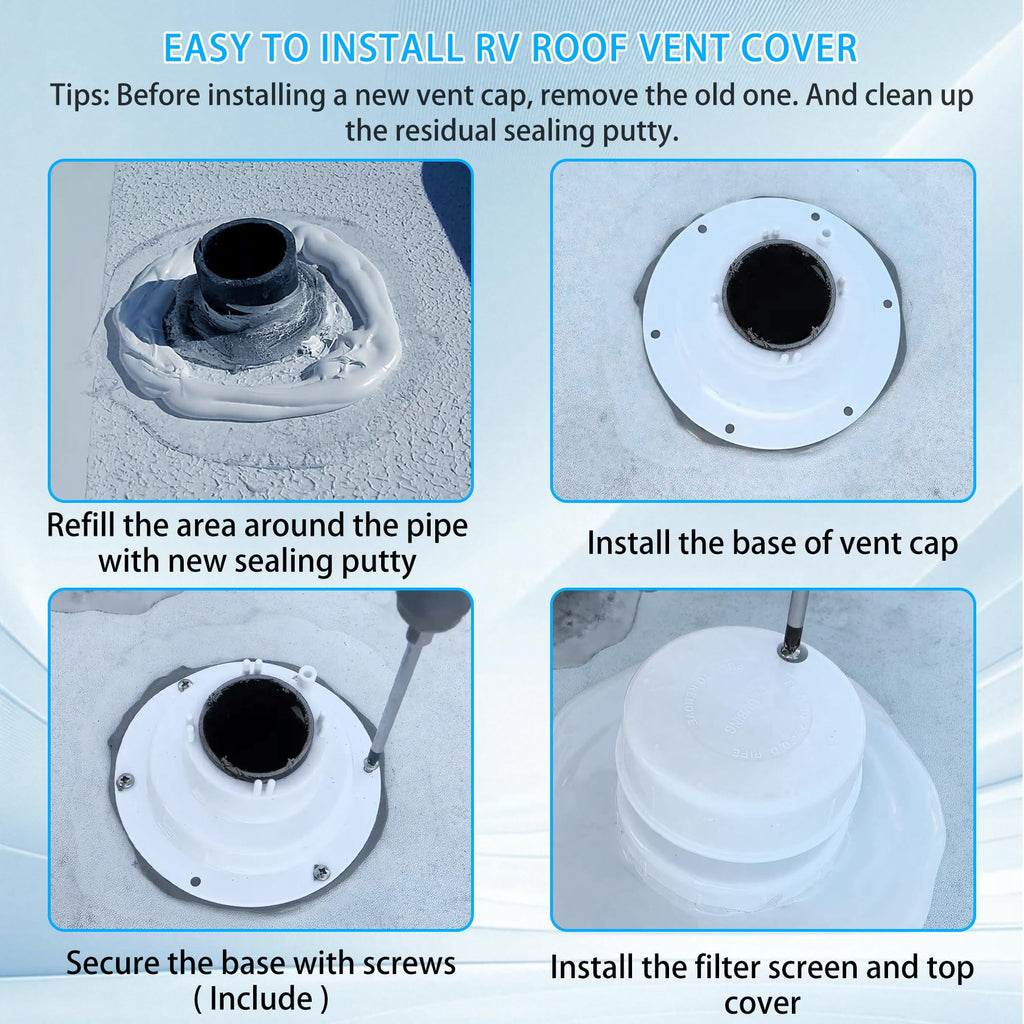 RV Plumbing Vent Cap Fits 1 to 2 3/8 Inch Pipe White 2 Pack C930