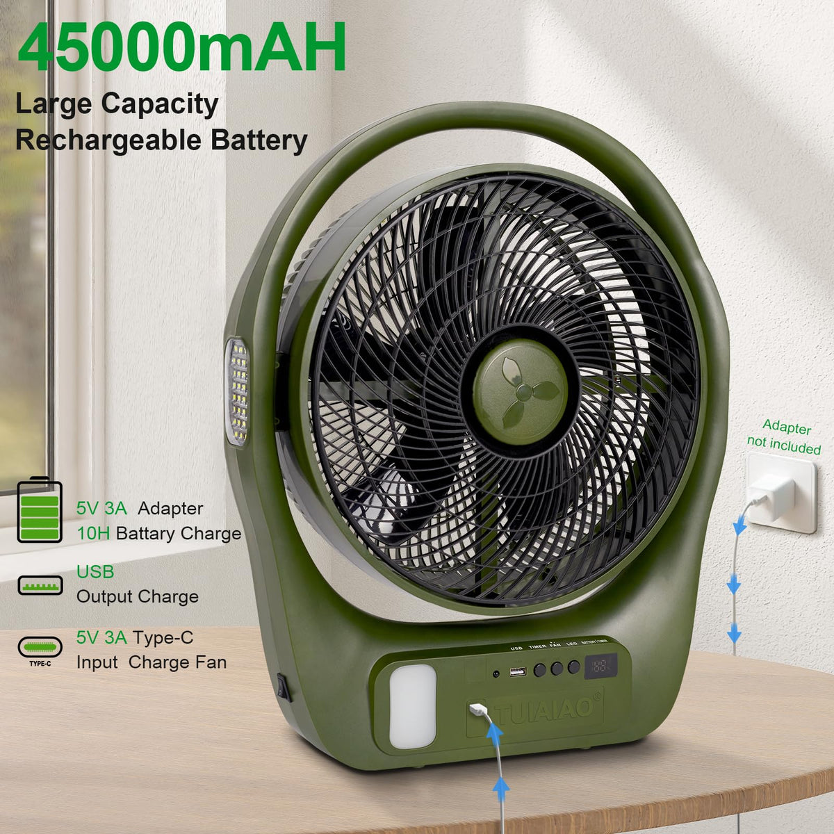 45000mAh Battery Operated Camping Fan H801321