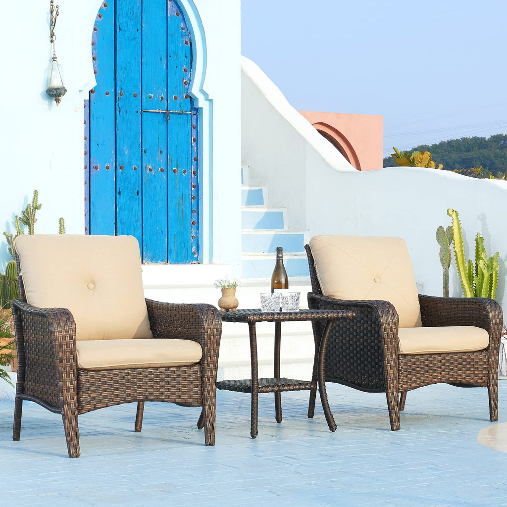 Brown Wicker Rattan 2-Tier Outdoor Coffee Table C5166